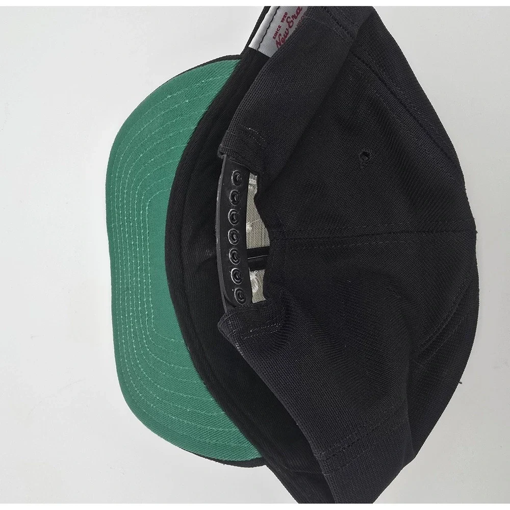 Vintage New Era Ballard Bros Coal Snapback Hat M/L Black White Green Underbrim